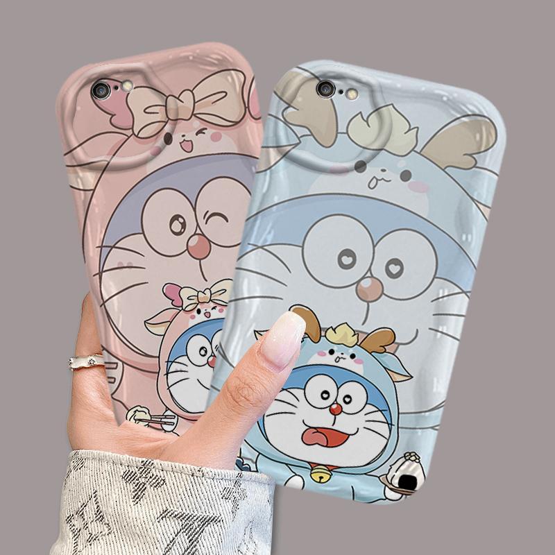 Ốp Silicon Hoạt Hình Cho iPhone 6 6S 6 Plus 6S Plus 7 8 Plus SE 2020 Vỏ Điện Thoại Mềm 3D Cặp Đôi Doremon Chống Sốc Mặt Sau