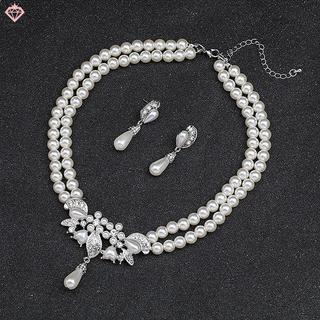 Thời trang bông tai ngọc trai giả hai lớp, thiết kếnelace sang trọng