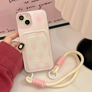 DànhCho IPhone 17 16 15 14 13 12 11 ProMax XR XS Max 78 Plus Màu hồng tình yêu lanyard trường hợp điện thoại