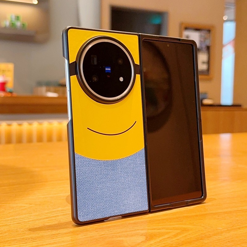 MIimi Vải Mắt Lớn Minion Ốp Lưng Điện Thoại Vivo x fold 5 3 pro Vỏ Cảm Giác Da Camera Chống Sốc Bảo Vệ