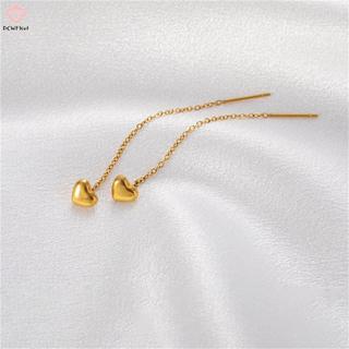 Bông tai thả hình trái tim mini, đơn giản dễ thương với dây chuyền ren dài