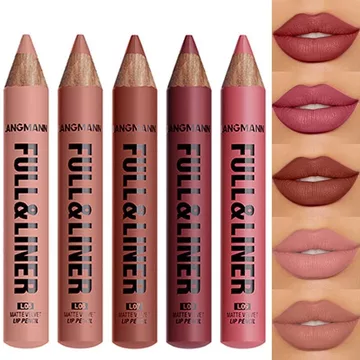Chống Thấm Nước Matte Lipliner Bút Chì Màu Nâu Đường Viền Tint Son Môi Bút Dài 12 Màu Gỗ Son Lót Bút Chì Trang Điểm Full-lip