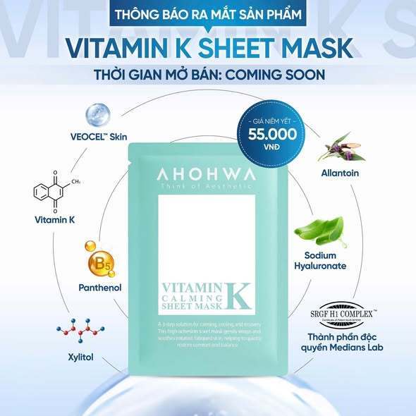 Mặt Nạ AHOHWA Vitamin K Calming Mask Cấp Ẩm Phục Hồi