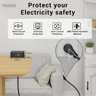 yohooo Oreilet Kẹp để bàn Dải nguồn Trạm sạc gắn trên máy tính để bàn với 4 ổ cắm Cổng USB (2 C) SurgeProtector NightstandEdge Dây nối dài 6,56ft cho văn phòng tại nhà (phích cắm US)