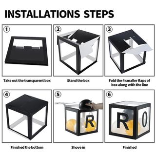 Hộp Bóng Đen 25cm Trang Trí Tiệc Tốt Nghiệp, Bộ 4 Hộp Chữ Trong Suốt, Đồ Dùng Nền Cho Trẻ Em