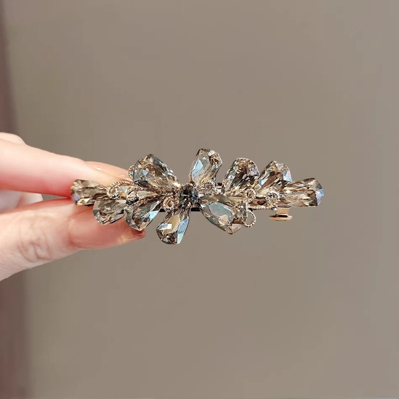 MAUROPOLI [Sẵn Sàng] Tính Khí Hàn Quốc Dongdaemun Pha Lê Kẹp Tóc Mẹ Phong Cách Nửa Tie Tóc Kim Cương Giả Mũ Đội Đầu Kẹp Tóc Đầu Sau Kẹp Mùa Xuân