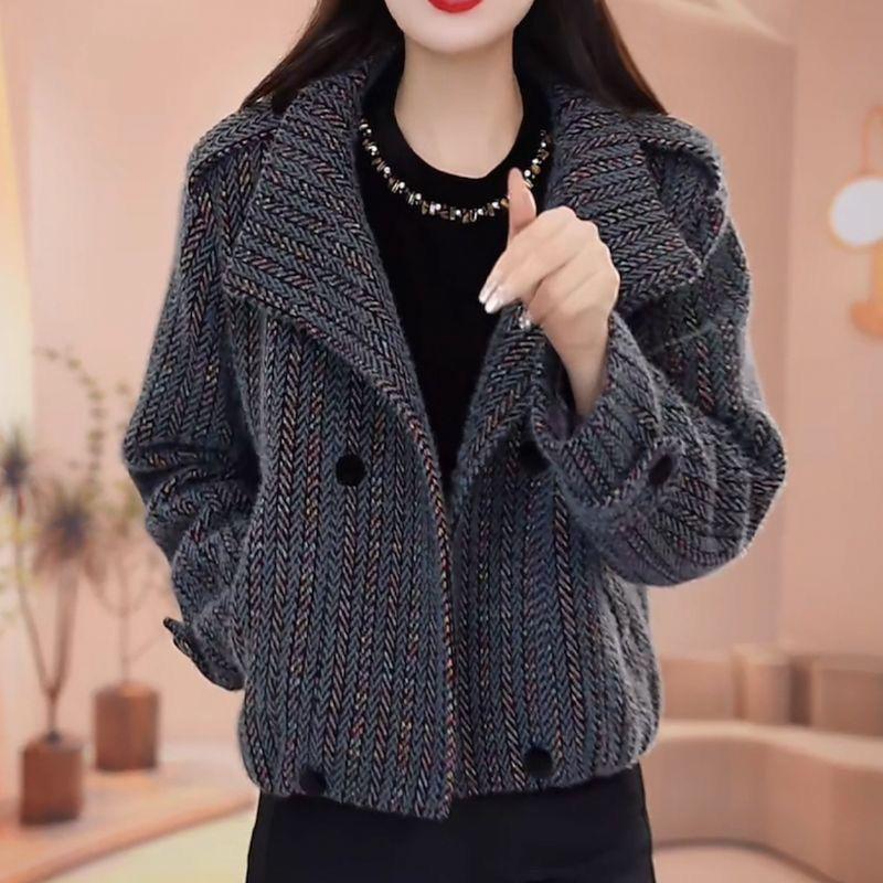 VN 2023 Thu Đông Phong Cách Mới Áo Khoác Nữ Thoải Mái Rời Thời Trang Bảo Vệ Toàn Diện Áo Cardigan Ngắn Chất Lượng Cao