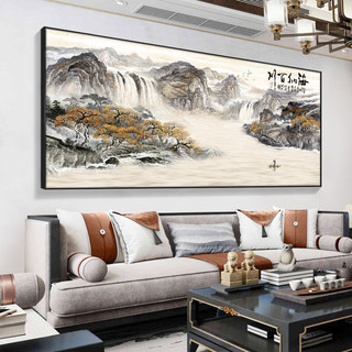 2026 Mới Phong Cách Trung Hoa Chảy Nước Mang Lại Sự Giàu Có Phong Thủy Tranh Canvas Phong Cảnh Nghệ Thuật Treo Tường Cho Văn Phòng Phòng Phòng Khách Với Trang Trí Dòng Thạch Cao Mạ Vàng