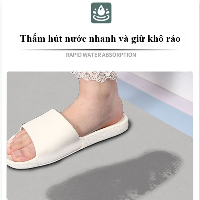 Thảm lau chân cao cấp 2 cái 40x60cm + 40x120cm, thấm nước siêu tốc, chống trơn trượt, dễ vệ sinh