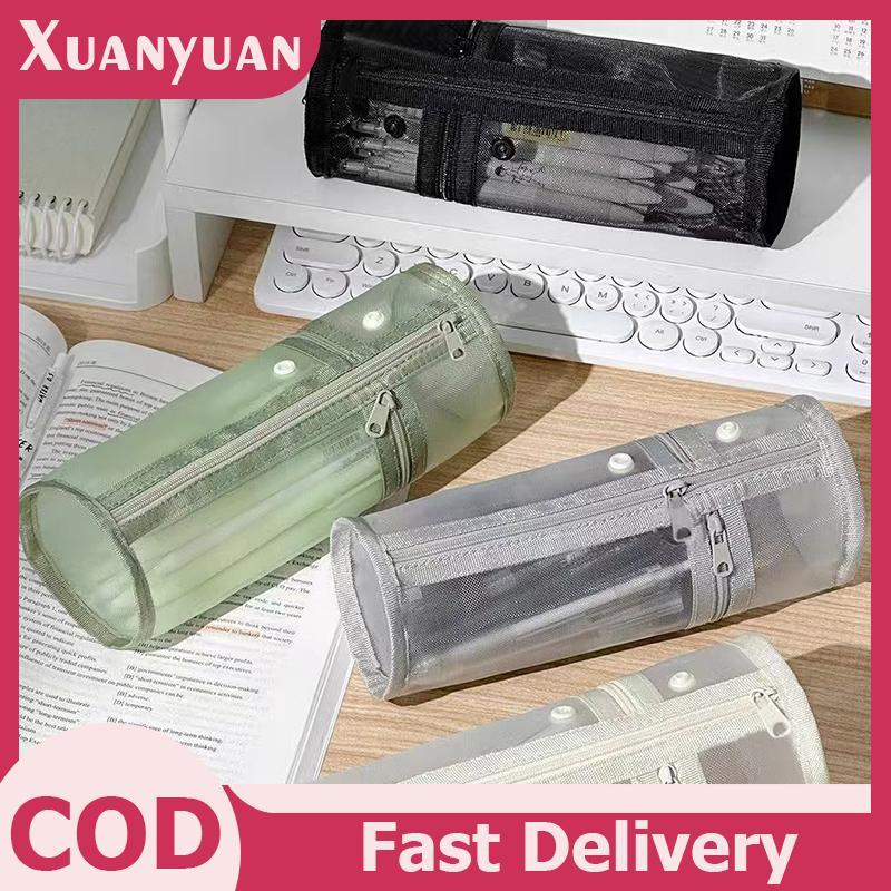 XUAN Lưới Kép Cọ Trang Điểm Túi Bảo Quản Bàn Chải Di Động Hộp Đựng Bàn Chải Dung Tích Lớn Đơn Giản Giá Đỡ Xô Du Lịch Túi Đứng VN
