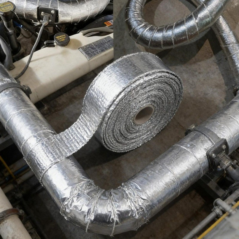 5 / 10M Ống Xả Bọc Nhiệt Nhôm Lá Sợi Thủy Tinh Cách Nhiệt Băng 2000F Bảo Vệ Nhiệt Độ Cao Cho Ô Tô Xe Máy Đầu Ống