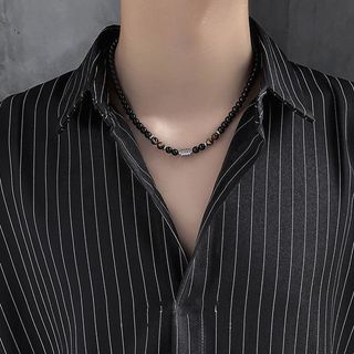 Phụ kiện thời trang tối giản dành cho nam: Vòng cổ hạt obsidian cao cấp