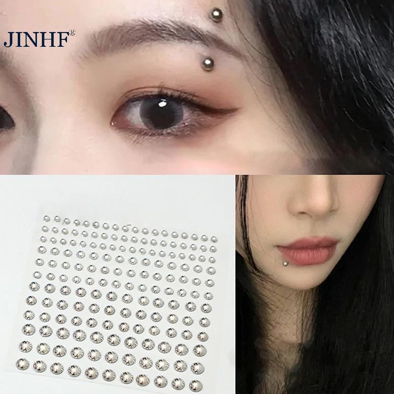 JINHF Miếng Dán Giả Mũi Stud Tự Dính Kim Cương Giả Không Xuyên Mắt Tai Mặt Trang Sức Cơ Thể Cho Nữ Miếng Dán Pha Lê HOT