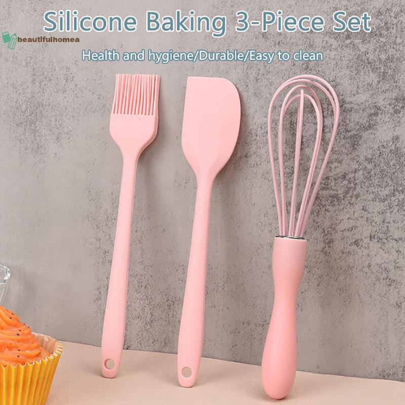 BeautifulHomeA 3 Cái / bộ Bộ Nướng Bánh Silicon Kem Thìa Cạp Nhà Bếp Hộ Gia Đình Đánh Trứng Thịt Nướng Dầu Bàn Chải Tiện Ích Đồ Dùng Nhà Bếp VN