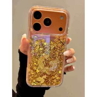 Quicksand Slidable Gold Sequin Get Rich Tree Goldfish Vỏ Điện Thoại Trong Suốt Cho iPhone 17Promax 17Pro 12 13 14 15 16 Pro Max Chống Sốc Nam Nữ Vỏ Di Động