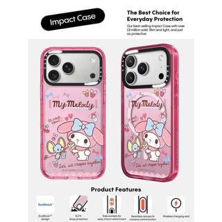 CASECASE X My Melody and Music Pink Fizz Color Clear Hard Từ Hút Tác Động Cho Apple IPhone 12 13 14 15 16 17 Pro Max Air Plus Có Hộp
