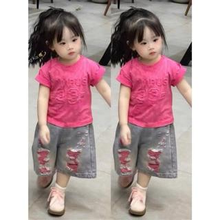 S129-[tomnaukids] Set áo cộc tay phối quần Jean cho bé gái size từ 8-36Kg