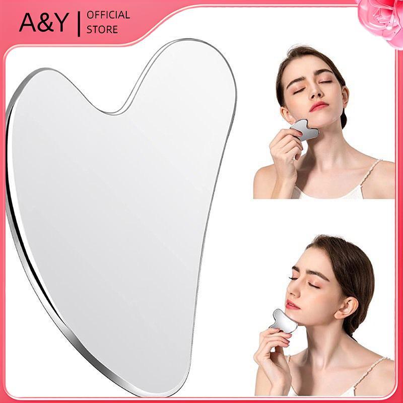 Máy mát xa cạo Gua Sha bằng thép không gỉ A & Y 1PC cho cơ thể cổ mặt Công cụ Massage Guasha Chăm sóc da mặt Guasha Board Máy mát xa mặt.