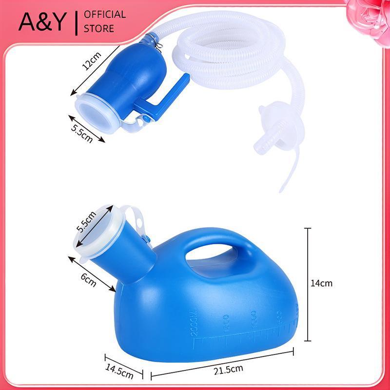 A & Y Vệ Sinh Cung Cấp Cho Ngoài Trời 2000ml Giường Nam Bằng Nhựa Bô Pee Chai Bộ Sưu Tập Với Ống 160cm Bình Nước Tiểu Di Động.