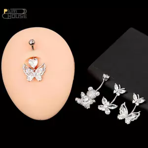 PlumHOUSE Nhẫn Rốn Dễ Thương Có Nút Bướm, Phù Hợp Cho Nữ, Tinh Tế Và Gợi Cảm