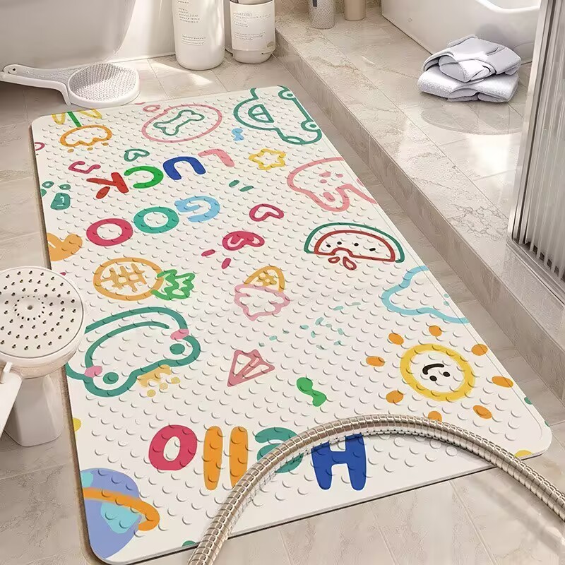 [Hít Cực Chặt] Thảm Chống Trượt Nhà Tắm PVC Cao Cấp - Thảm Lót Sàn Phòng Tắm Họa Tiết Hoạt Hình Chống Té Ngã Nhanh Khô Không Mùi An Toàn Cho Bé