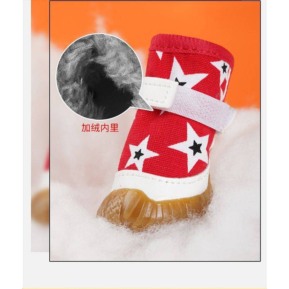【Ready Stock】 Dog Shoes Winter Thick Cotton Shoes Booties Pet Small Dog Bichon Pomeranian Winter Warm Teddy Shoes Cover JJ0l