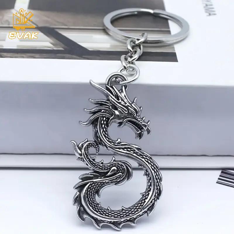 Alittlesetrtu Vintage Bạc Hợp Kim Kẽm Hình Rồng Móc Khóa Mặt Dây Chuyền, Quà Tặng Sinh Nhật Hoặc Ngày Lễ, Sản Phẩm Thời Trang Sáng Tạo, Phong Cách Retro VN