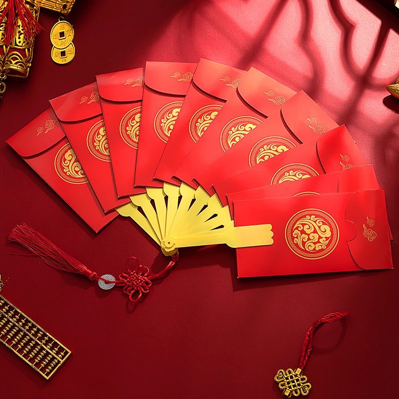 Lì xì quạt sáng tạo, gấp gọn 10 ngăn - Lì Xì / Lì Xì Quạt，Xoè Quạt / Quạt，Gấp Gọn， 10 Ngăn，Quà Tặng Bất Ngờ
