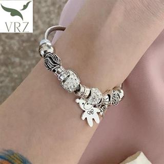 Bfvn Cổ Đính Hạt Vòng Tay Quyến Rũ Gấu Mặt Dây Chuyền Trái Tim Tình Yêu Có Thể Điều Chỉnh Vòng Tay Nữ DIY Trang Sức Quà Tặng HOT
