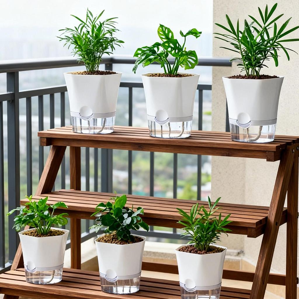 1 / 3 / 5 Cây Trồng Trong Nhà Cho Gia Đình / Văn Phòng | Chậu hoa tự tưới nước với hệ thống dây bông tự động, theo dõi mực nước trong suốt, lỗ thoát nước