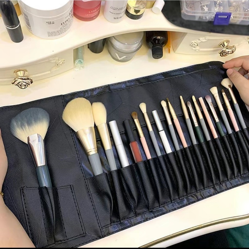 Túi đựng cọ trang điểm đồ makeup nhiều lỗ đa gấp gọn tiện lợi chức năng bảo vệ khi đi du lịch
