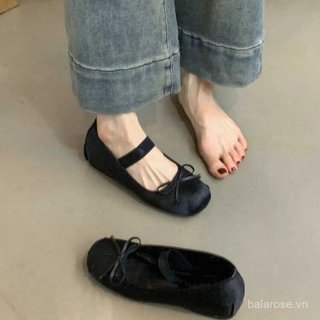 Giày Nữ Đế Bằng Phong Cách Nhẹ Nhàng Mary Jane Giày Nữ 2026 Mới Pháp Thanh Lịch Satin Phù Hợp Với Đầm Tăng Chiều Cao Giày