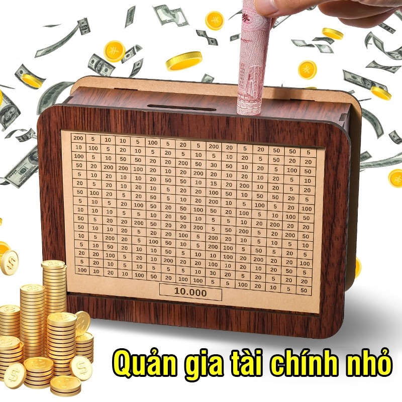 Hộp gỗ tiết kiệm tiền chắc chắn, ống đựng tiền xu tiền giấy tiện lợi, mẫu mã đa dạng dễ chọn thử thách tiết kiệm