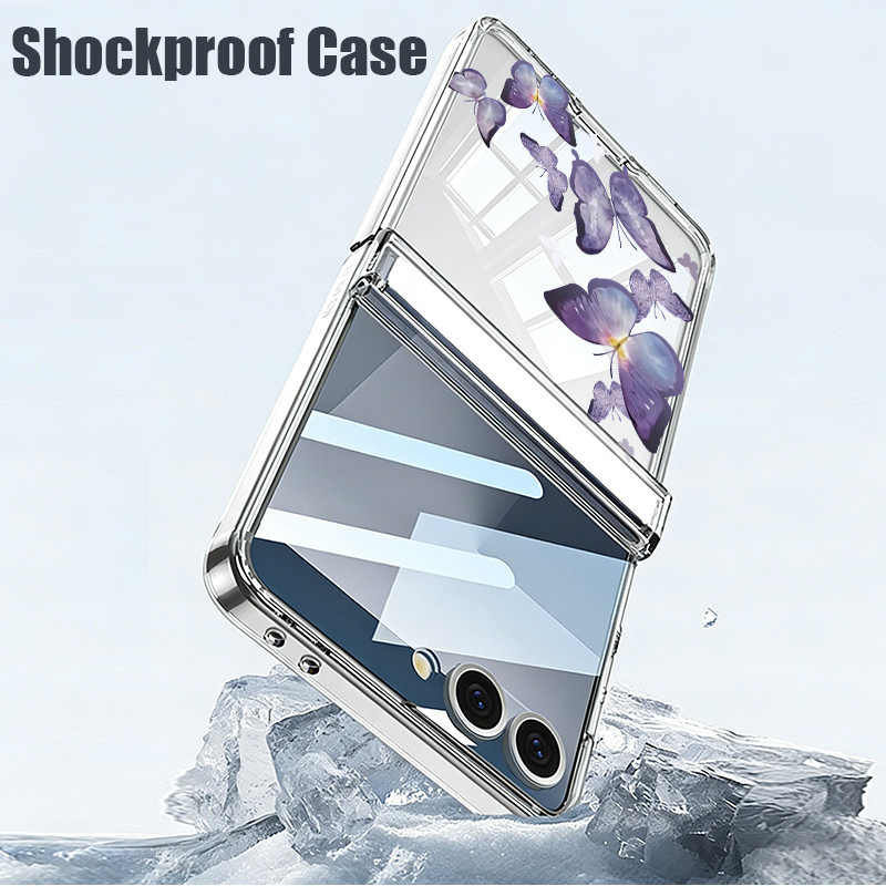 Họa Tiết Bướm Trong Suốt Ốp Lưng Điện Thoại Samsung Galaxy Z Flip 7 Flip 6 Flip 5 Flip 7 FE Từ Tính Hấp Phụ Cứng PC Gấp Bao