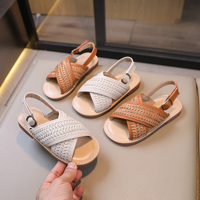 Giày Sandal Ngọt Ngào Cho Bé Gái Phong Cách Mới Mùa Hè, Đan Mềm Thoáng Khí, Dép Đi Biển