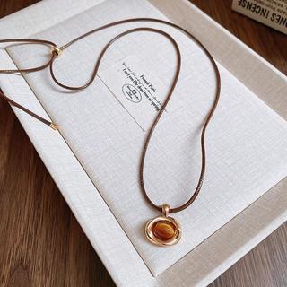 Vòng cổ mạ vàng nâu hổ mắt đá, phong cách thanh lịch vintage cao cấp, phụ kiện thời trang dành cho nữ