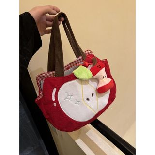 Dễ Thương Apple Túi Xách Corduroy Năm Mới Túi Đi Lại Tất Cả Trận Đấu Bắt Mắt Túi Bảo Quản Thu Đông Di Động