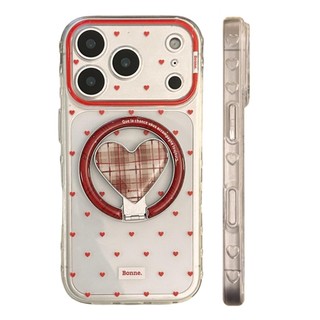 [Sheren] Vỏ điện thoại kiểm tra trái tim Burgundy Thích hợp cho i17 16 15 14 13 12 11 pro max Vỏ bảo vệ chống sốc