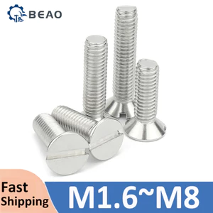 M1.6 M2 M2.5 M3 M4 M5 M6 M8 Thép không gỉ 304 Số liệu có ren có rãnh phẳng Đầu chìm máy Vít Bu lông