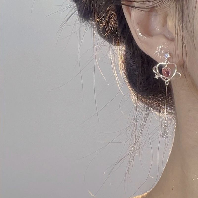 Bông tai zirconia hình trái tim lấy cảm hứng từ Pháp, chất liệu cao cấp, làm sáng da