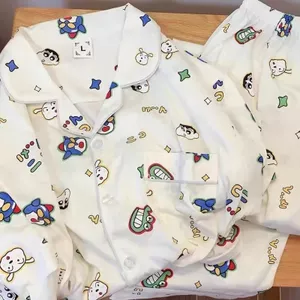 150kg Kích Thước Lớn Crayon Shin-Chan Bộ Đồ Ngủ Thu Đông Dài Tay Rời Ngọt Ngào Hoạt Hình Anime Sinh Viên Bên Ngoài Chúng Tôi