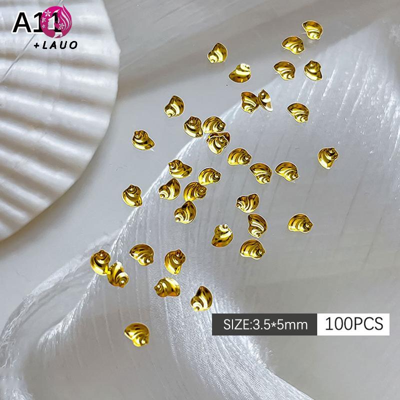Springevenstar 100 chiếc sao biển 3D bạc vàng kim loại trang trí móng tay, đinh tán, DIY nail art