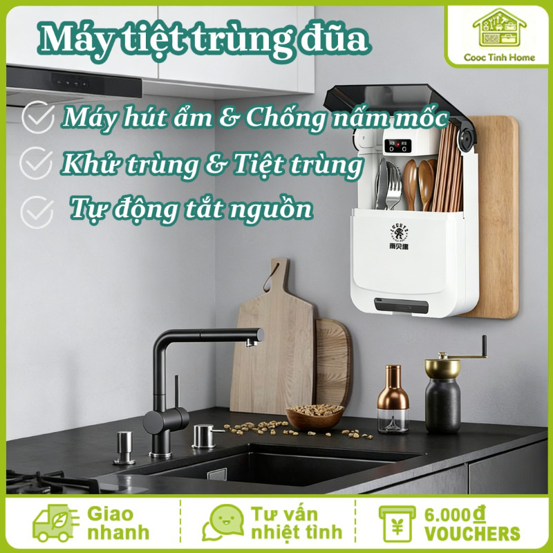 Máy Sấy & Khử Khuẩn Đũa Thìa Bằng Tia UV - Diệt 99% Vi Khuẩn, Chống Ẩm Mốc, Thiết Kế Nhỏ Gọn Bảo Vệ Sức Khỏe Gia Đình