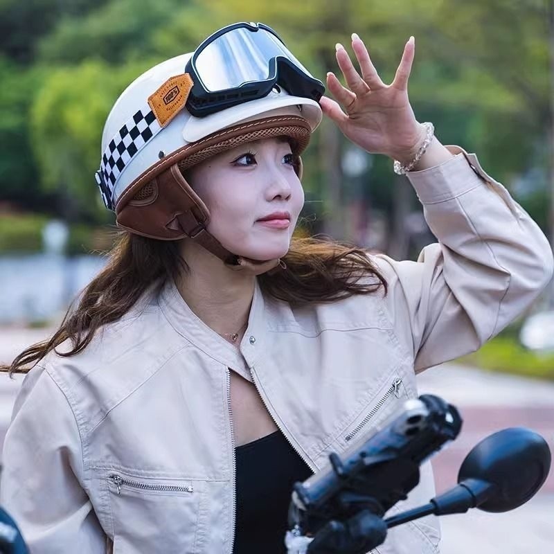 QMP Modo Huihe Mũ Bảo Hiểm Xe Máy Retro 3C Nửa Mũ Nhẹ Mùa Hè Thời Trang Nam Nữ Xe Tay Ga Điện Bốn Mùa