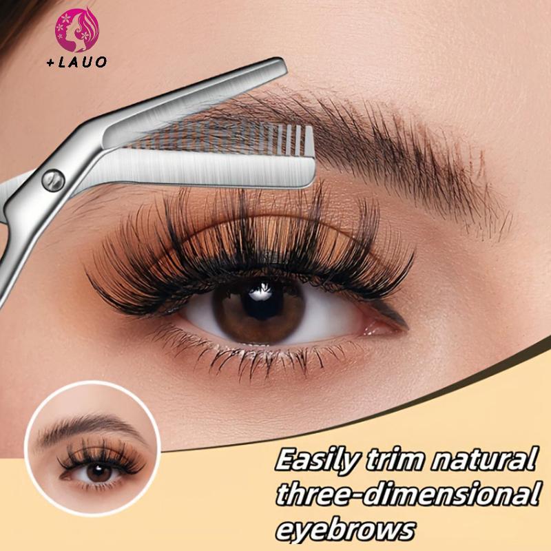 Kéo định hình lông mày 2 trong 1 Springevenstar Withbs, thép không gỉ, kèm chải lông, dụng cụ làm đẹp chuyên nghiệp