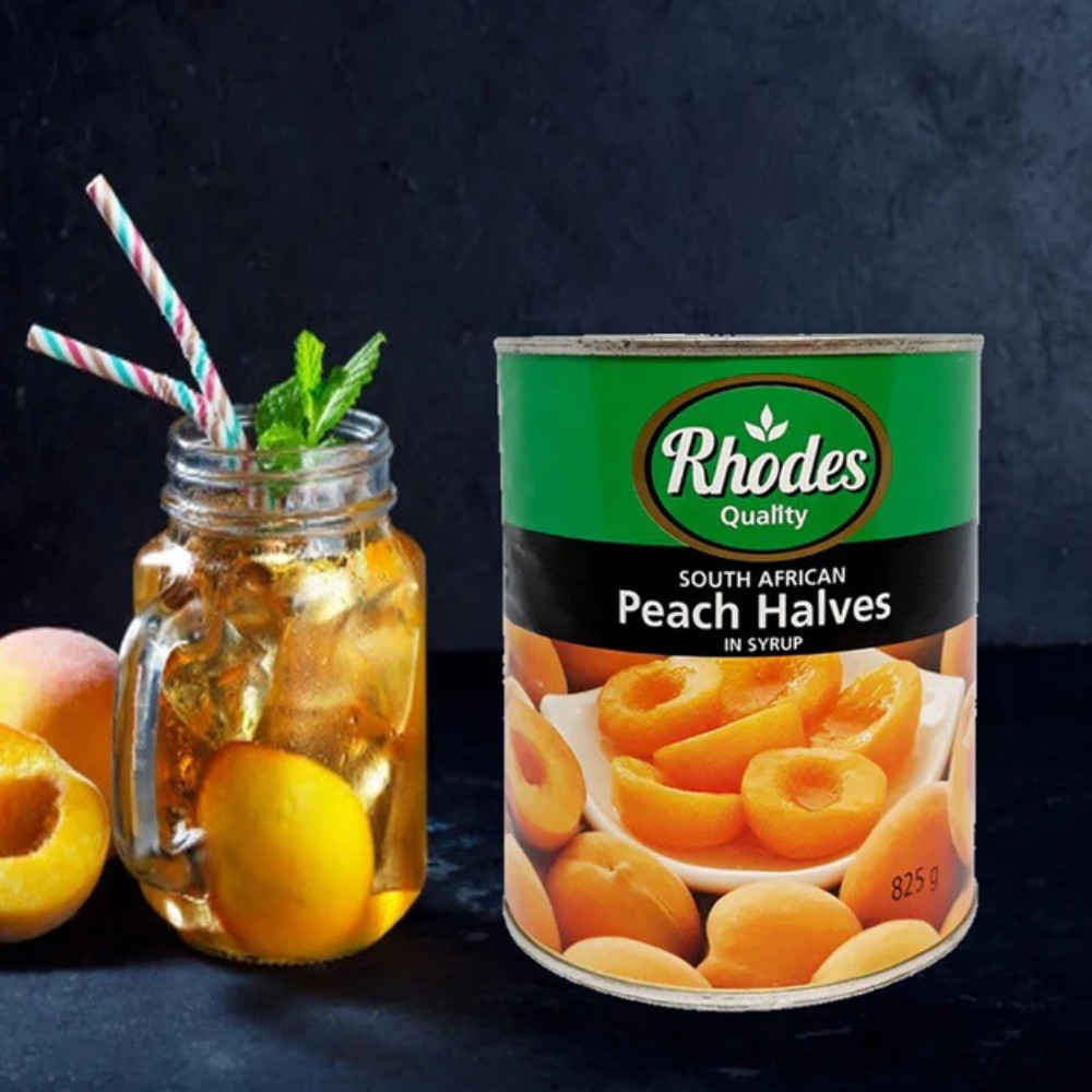 Đào Tươi Bổ Đôi Ngâm Siro Rhodes Peach Halves Hộp 825g Topping Đồ Uống, Trang Trí Bánh