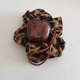 Khối màu nâu + dây da cho Airpods4 Airpod 1 / 2 3 Pro Pro2 pro3