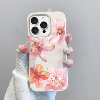 Ốp Điện Thoại Di Động Cho Iphone 17 Pro Max 16 15 14 13 Pro Max 15 Plus 16E 17 Vỏ Không Khí Hoa Hồng Dễ Thương Hoa Văn Lichee Thời Trang Chống Sốc Da PU Mờ Màu Kẹo Mềm Mại
