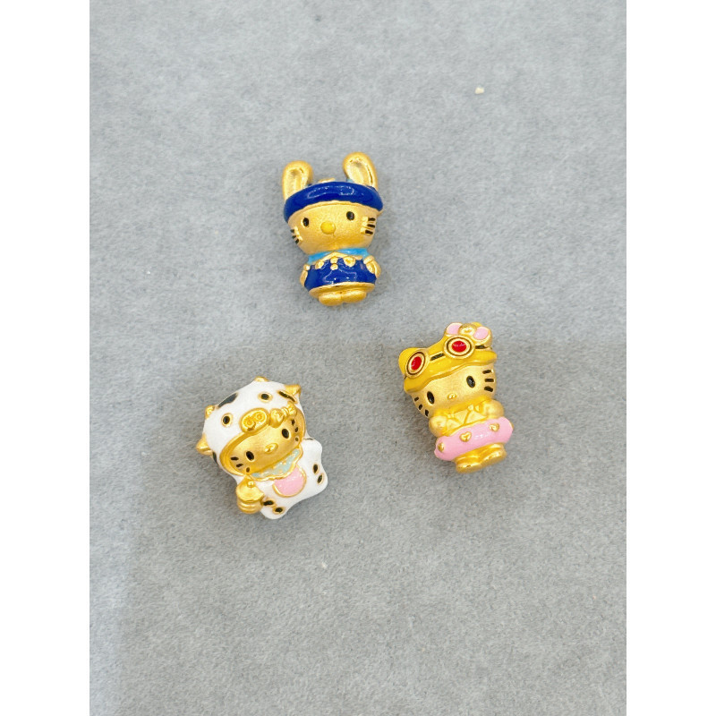 Cát Vàng Men HelloKitty Vòng Tay Chuyển Hạt Mặt Dây Chuyền kt Mèo Hello Kitty Dễ Thương Đính Hạt Tự Làm Phụ Kiện Nữ