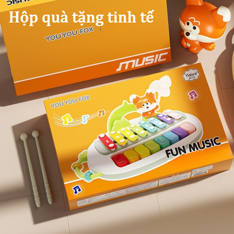 【SKISOPGO】Đồ chơi 2 trong 1 Đàn Piano và Xylophone,8 phím nhiều màu,cho bé học sớm,Gõ Nhạc,Học Màu